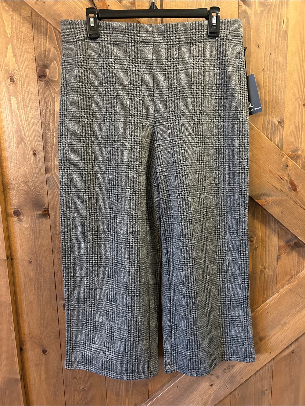 Jules & Leopard Gray and Black Plaid Wide Leg Pants